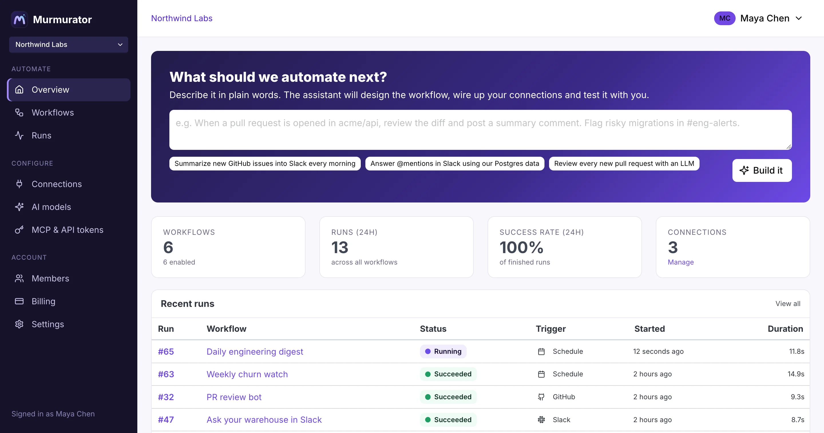Dashboard screen